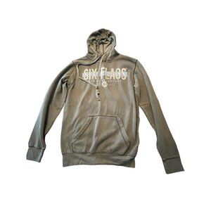 Six Flags Great Adventure NJ Hoodie Sweatshirt Size Adult Small Gray Pullover